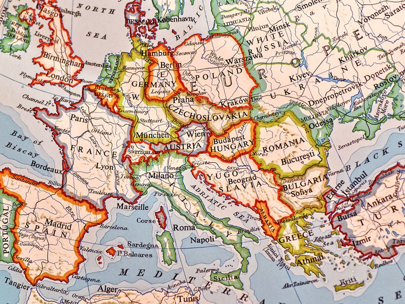 mapa europa ocidental e oriental divisão