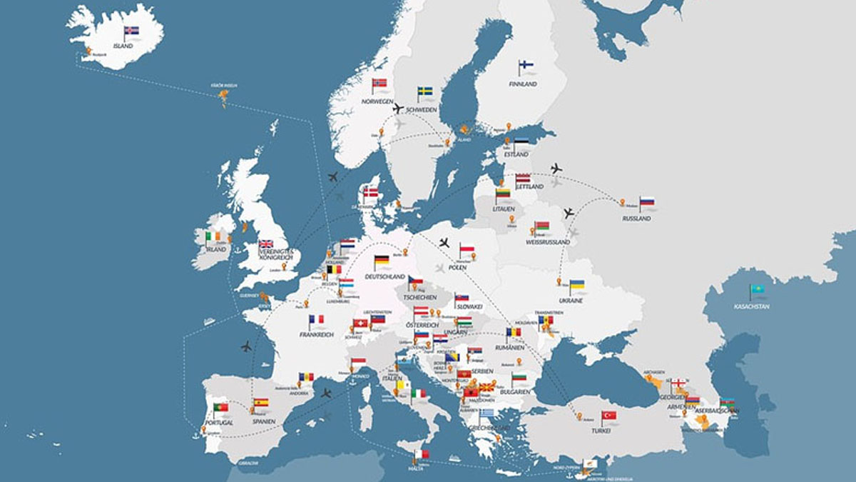 Mapa da Europa atual